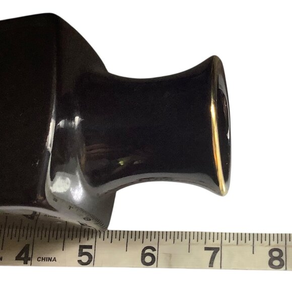 Vintage Imperial Dynasty by MANN Black Porcelain Vase Gold Trim Floral Design 7" - Picture 7 of 7